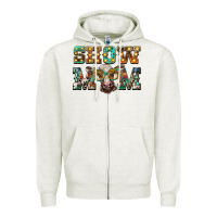 Oatmeal Heather show mom brown calf eye glasses Zipper Hoodie - BarkalooDesign