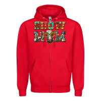 Red show mom brown calf eye glasses Zipper Hoodie - BarkalooDesign