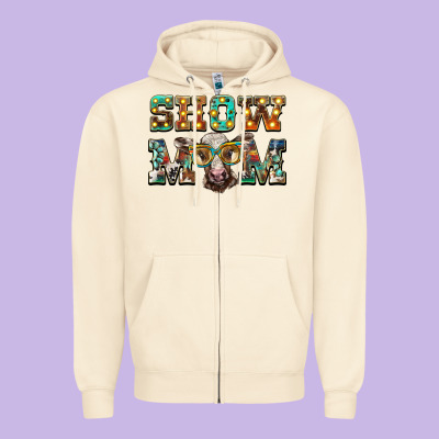 Show Mom Brown Calf Eye Glasses Zipper Hoodie Designed By Barkaloodesign