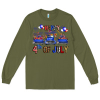Army Green Western Truck Hello Fourth Of July America Long Sleeve Tee - FaDigitalArtStudio
