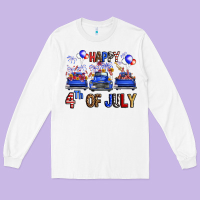 Western Truck Hello Fourth Of July America Long Sleeve Tee Designed By Fadigitalartstudio