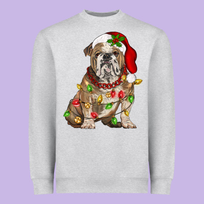 Christmas English Bulldog Heavyweight Sweatshirt Designed By Barkaloodesign