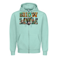 Seafoam show mom baby cow Zipper Hoodie - BarkalooDesign