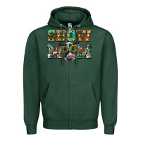 Sports Green show mom baby cow Zipper Hoodie - BarkalooDesign