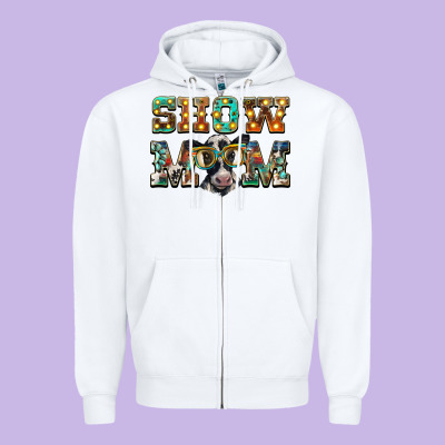 Show Mom Baby Cow Zipper Hoodie Designed By Barkaloodesign