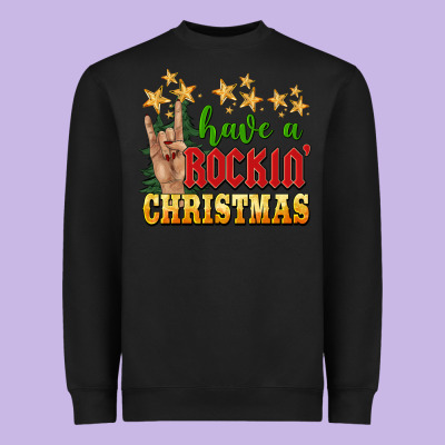 Have A Rockin Christmas Heavyweight Sweatshirt Designed By Barkaloodesign