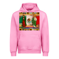 Fuchsia Pink mexico flag our lady of guadalupe san judas sunflower Urban Hoodie - JahusDesignShop