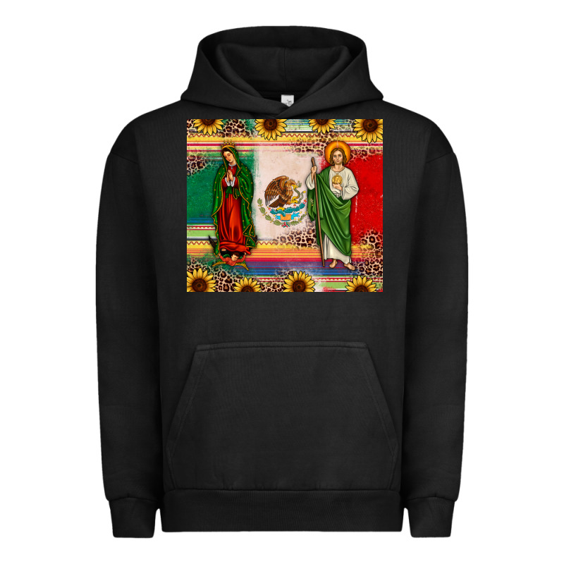 Mexico Flag Our Lady Of Guadalupe San Judas Sunflower Urban Hoodie by JahusDesignShop | Teevron