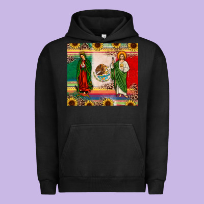 Mexico Flag Our Lady Of Guadalupe San Judas Sunflower Urban Hoodie Designed By Jahusdesignshop
