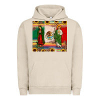 Pigment French Oak mexico flag our lady of guadalupe san judas sunflower Urban Hoodie - JahusDesignShop