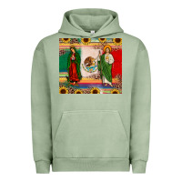 Pigment Oil Green mexico flag our lady of guadalupe san judas sunflower Urban Hoodie - JahusDesignShop