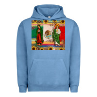 Pigment Pebble Blue mexico flag our lady of guadalupe san judas sunflower Urban Hoodie - JahusDesignShop