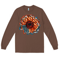 Chestnut American Flag sunflower 4th of july Long Sleeve Tee - FaDigitalArtStudio