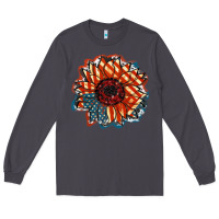 Smoke American Flag sunflower 4th of july Long Sleeve Tee - FaDigitalArtStudio