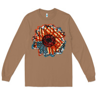 Toasted Coconut American Flag sunflower 4th of july Long Sleeve Tee - FaDigitalArtStudio