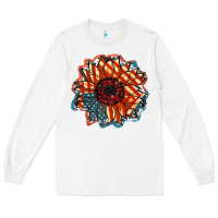 White American Flag sunflower 4th of july Long Sleeve Tee - FaDigitalArtStudio