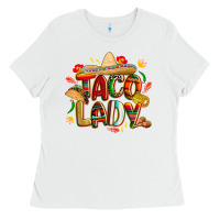 White cinco de mayo taco lady Ladies Tee - CowGirlArtShop