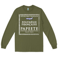 Army Green papeete tahiti passport stamp vacation travel t shirt Long Sleeve Tee - maiPhamDesign