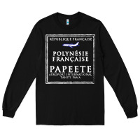 Black papeete tahiti passport stamp vacation travel t shirt Long Sleeve Tee - maiPhamDesign