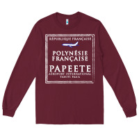 Papeete Tahiti Passport Stamp Vacation Travel T Shirt Long Sleeve Tee | Teevron