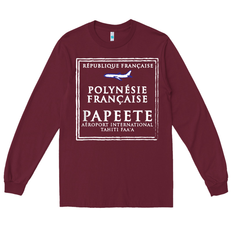 Papeete Tahiti Passport Stamp Vacation Travel T Shirt Long Sleeve Tee by maiPhamDesign | Teevron