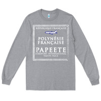 Heather Grey papeete tahiti passport stamp vacation travel t shirt Long Sleeve Tee - maiPhamDesign