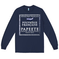 Navy papeete tahiti passport stamp vacation travel t shirt Long Sleeve Tee - maiPhamDesign