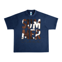 Navy Summer Vibes Brown White Cowhide Urban Heavy Tee - CowCowDesign