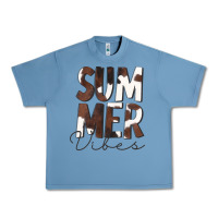 Pebble Blue Summer Vibes Brown White Cowhide Urban Heavy Tee - CowCowDesign