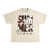 Sandshell Summer Vibes Brown White Cowhide Urban Heavy Tee - CowCowDesign
