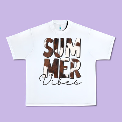 Summer Vibes Brown White Cowhide Urban Heavy Tee Designed By Cowcowdesign