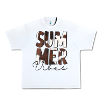 White Summer Vibes Brown White Cowhide Urban Heavy Tee - CowCowDesign