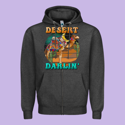 Desert Darling Camel Zipper Hoodie Designed By Barkaloodesign