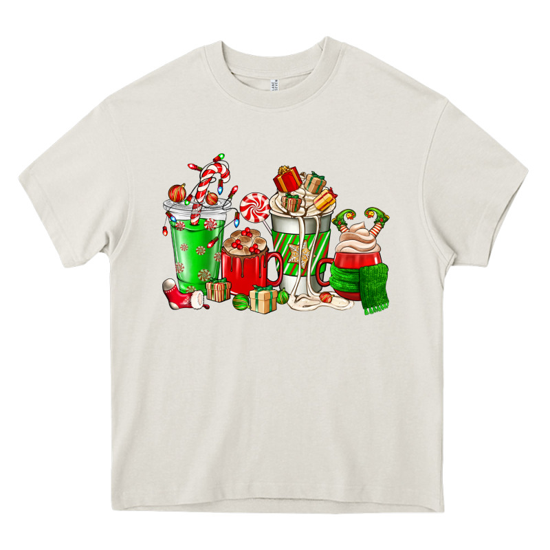 Christmas Coffee Cup Heavy Core Tee by NancyCooperArtShop | Teevron