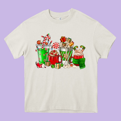 Christmas Coffee Cup Heavy Core Tee Designed By Nancycooperartshop
