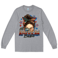 Heather Grey american babe messy bun Long Sleeve Tee - FaDigitalArtStudio
