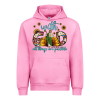 Fuchsia Pink with god all things are possible matthew 19 26 Urban Hoodie - JahusDesignShop