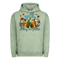 Pigment Oil Green with god all things are possible matthew 19 26 Urban Hoodie - JahusDesignShop