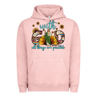 Pigment Salmon with god all things are possible matthew 19 26 Urban Hoodie - JahusDesignShop