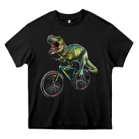 Black t rex dinosaur riding dinosaur Heavy Core Tee - RanaPortraitStore