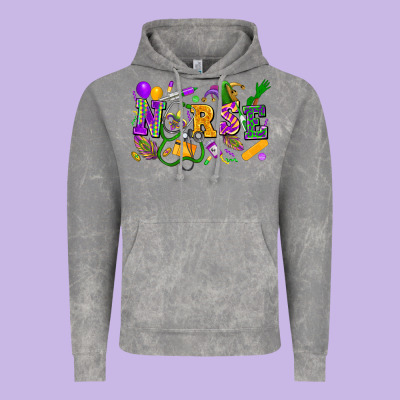 Nurse Mardi Gras Vintage Hoodie Designed By Fadigitalartstudio