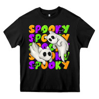 Black Spooky with Ghost Cats Heavy Core Tee - texasbilliewilder