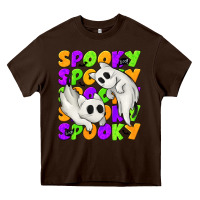 Chocolate Brown Spooky with Ghost Cats Heavy Core Tee - texasbilliewilder