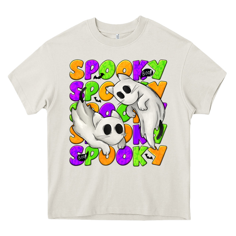 Spooky With Ghost Cats Heavy Core Tee by texasbilliewilder | Teevron