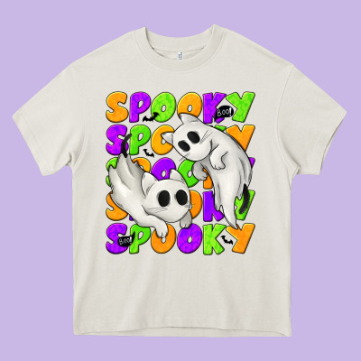Spooky With Ghost Cats Heavy Core Tee Designed By Texasbilliewilder