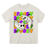 Cream Spooky with Ghost Cats Heavy Core Tee - texasbilliewilder
