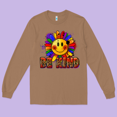 Be Kind Pride Long Sleeve Tee Designed By Fadigitalartstudio