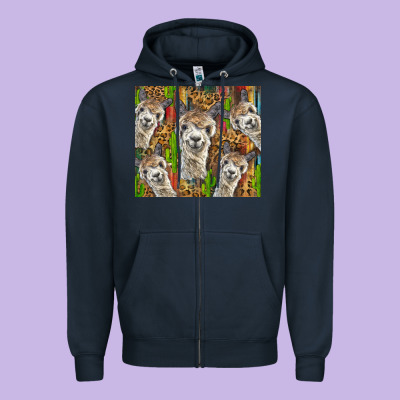 Alpaca Zipper Hoodie Designed By Barkaloodesign