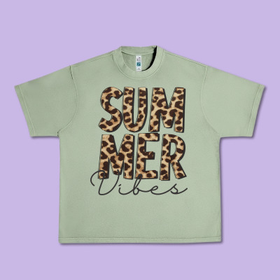 Summer Vibes Leopard Urban Heavy Tee Designed By Cowcowdesign