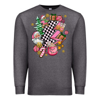 Charcoal Heather pink christmas lightning bolt Premium Sweatshirt - AdoDesignShop